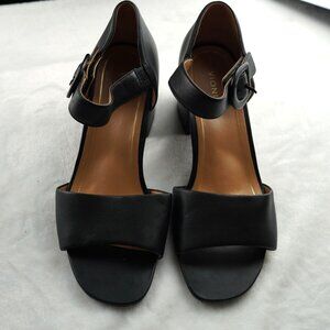 Vionic Chardonnay Black Leather Mary Jane Sandals Size 11 Orthotic Strap Comfort